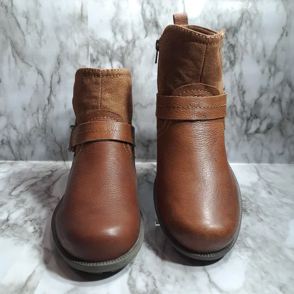 Earth Origins By Earth Women's Paris Ankle Boots Suede Leather Brown Size 9W - Picture 3 of 16